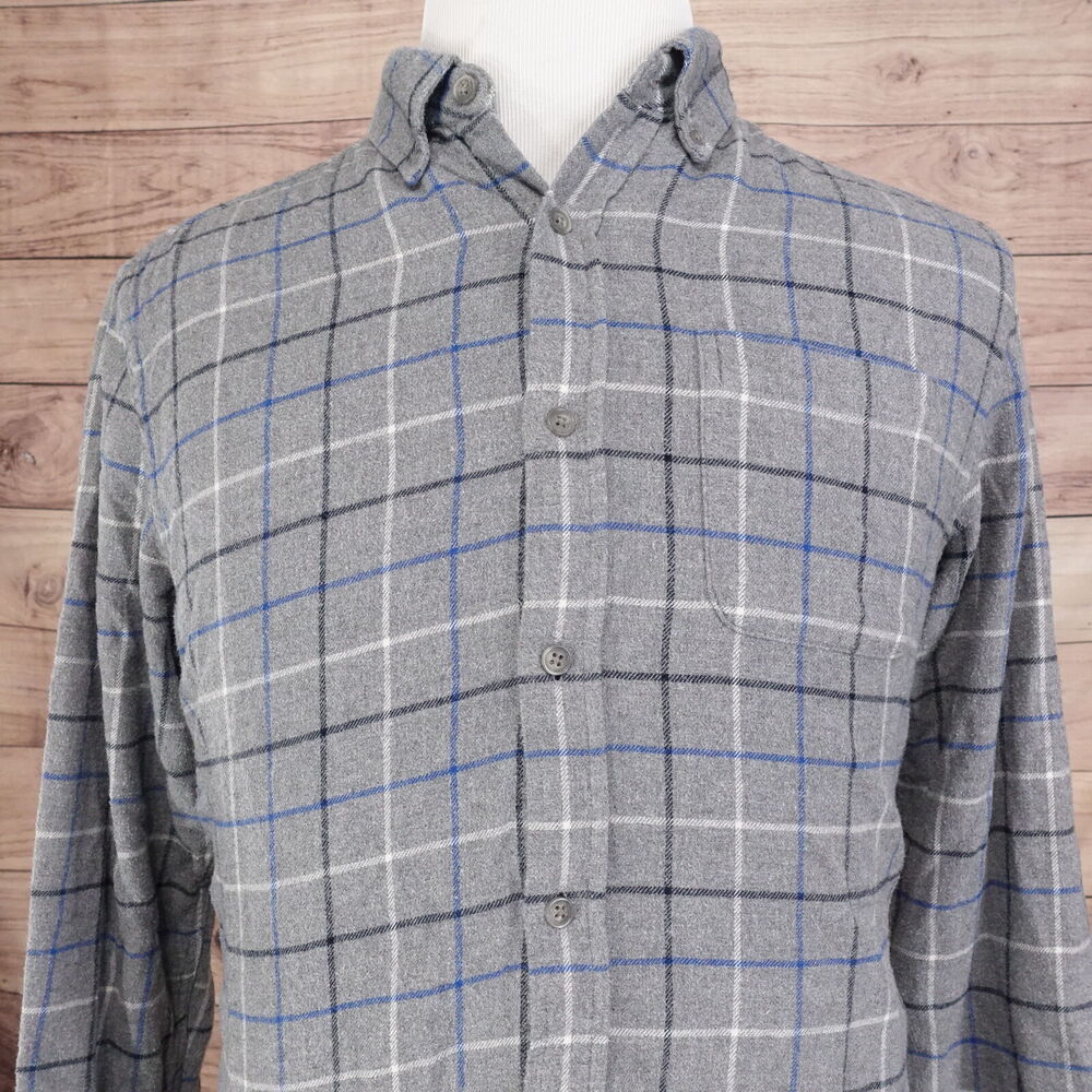 CROFT & BARROW‎ GREY CHECK FLANNEL BUTTON DOWN SHIRT MENS SIZE M MEDIUM